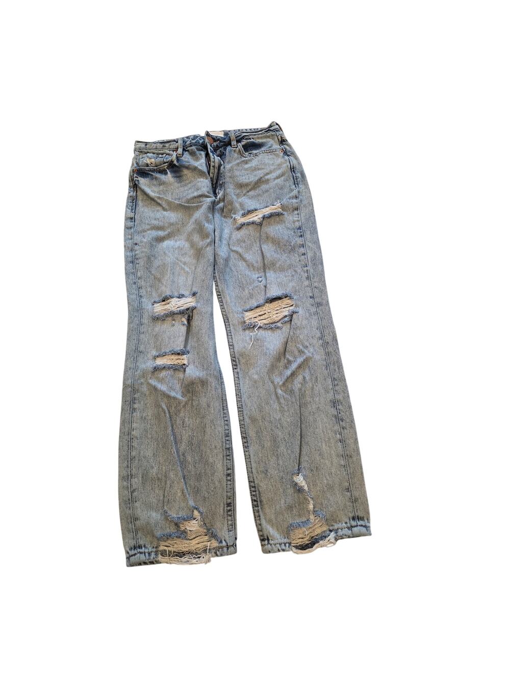 Dear John Womens Size 26 Distressed Straight Leg Jeans Light Wash Blue 100% Cott